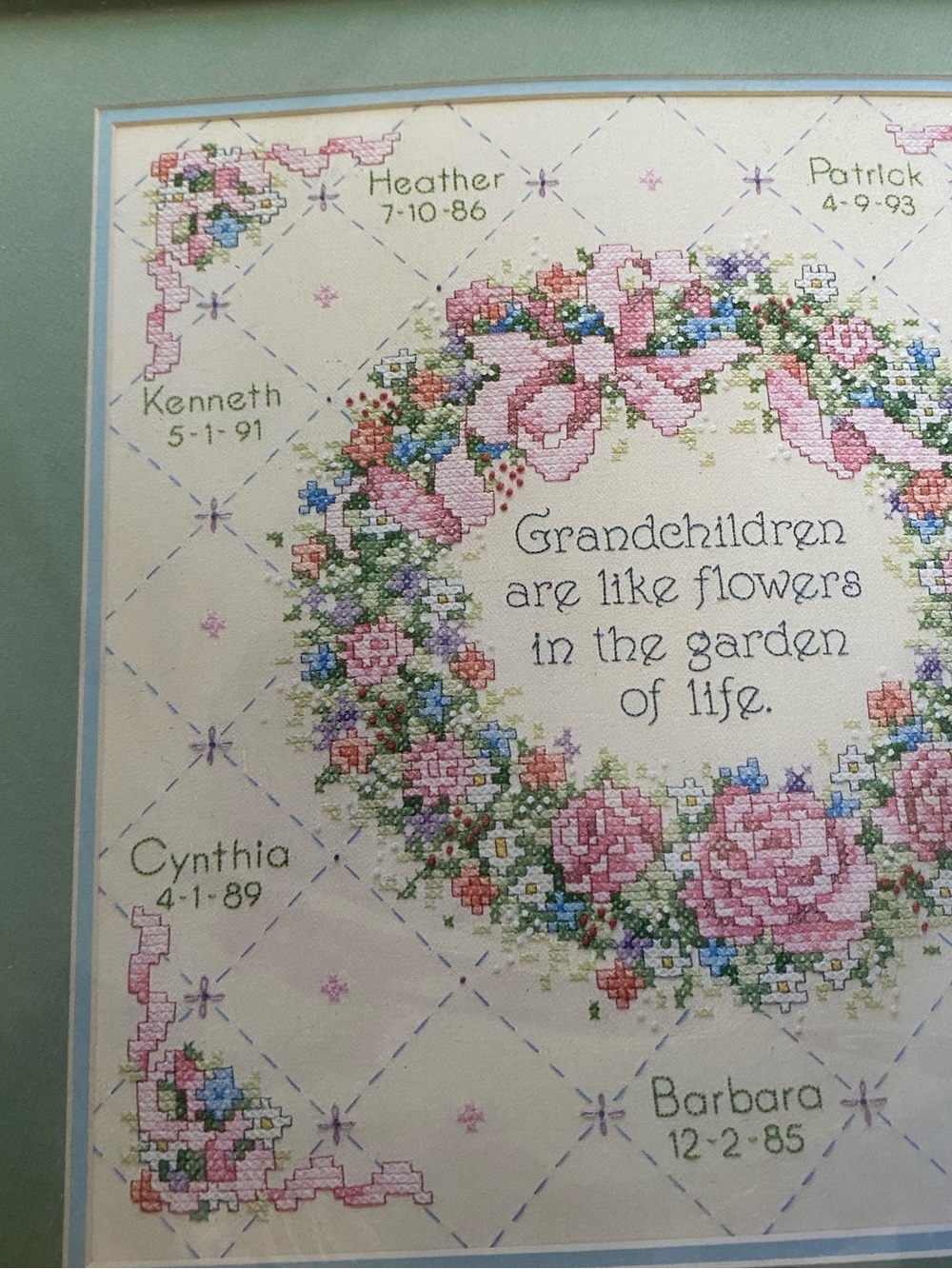 Vintage Dimensions Stamped Cross Stitch Grandchildren Are Like Flowers 1991 NIP - Picture 2 of 10